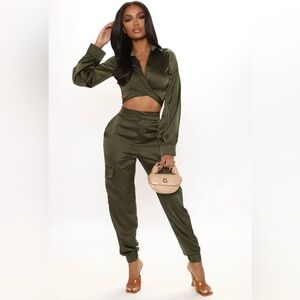 Cute Fashion Nova Satin Jogger Set